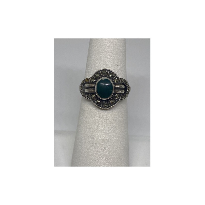 925 Sterling Silver Ring With Malachite Size 5