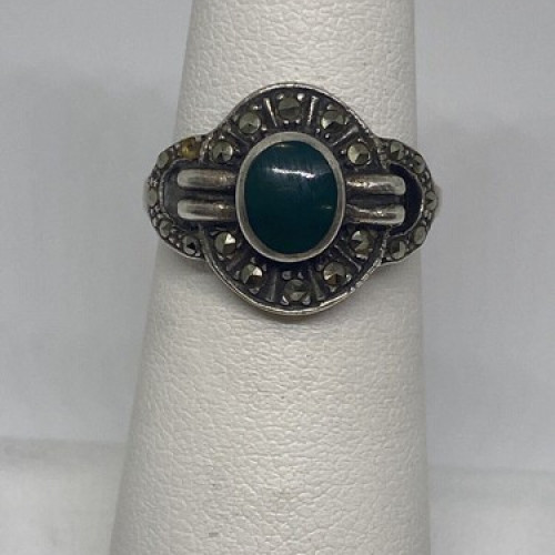 925 Sterling Silver Malachite Ring Size 5