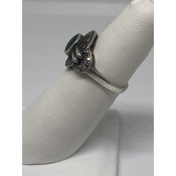 925 Sterling Silver Ring With Malachite Size 5