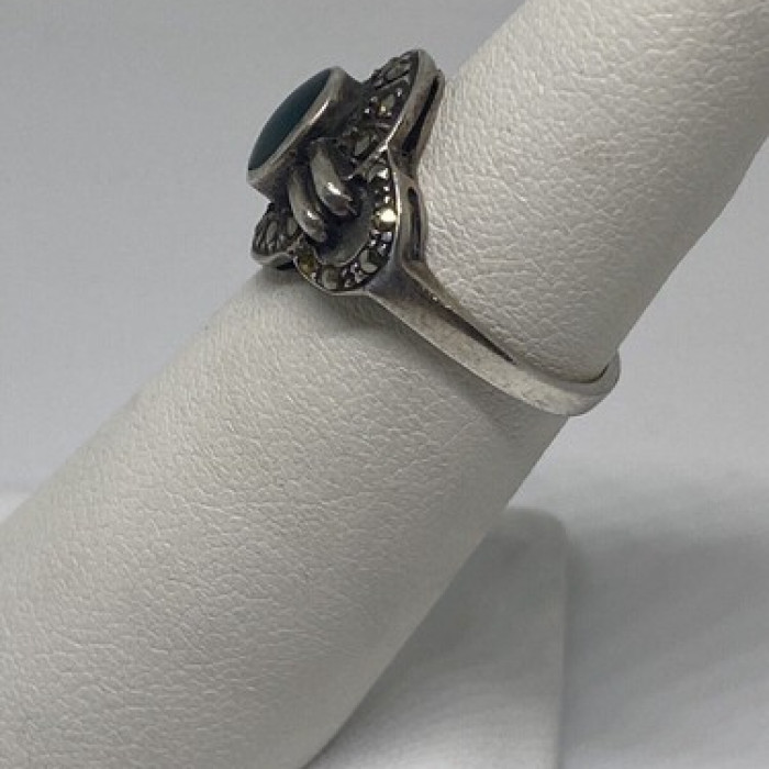 925 Sterling Silver Malachite Ring Size 5