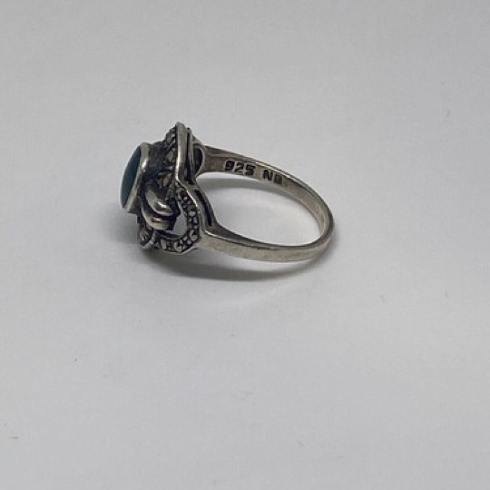 925 Sterling Silver Malachite Ring Size 5