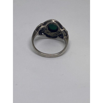 925 Sterling Silver Ring With Malachite Size 5
