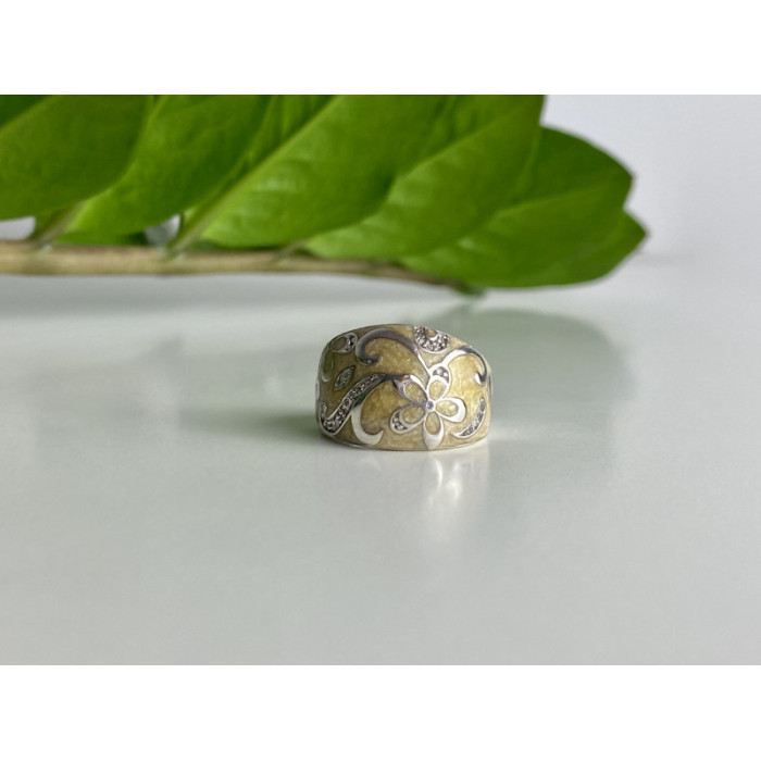 925 Sterling Silver Agate & CZ Ring Size 6.75