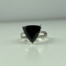 925 Sterling Silver Black Nephrite ( Jade ) & Quartz Ring Size 8