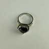 925 Sterling Silver Black Nephrite ( Jade ) & Quartz Ring Size 8