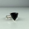 925 Sterling Silver Black Nephrite ( Jade ) & Quartz Ring Size 8