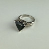 925 Sterling Silver Black Nephrite ( Jade ) & Quartz Ring Size 8