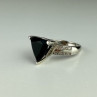 925 Sterling Silver Black Nephrite ( Jade ) & Quartz Ring Size 8