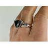 925 Sterling Silver Black Nephrite ( Jade ) & Quartz Ring Size 8