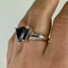 925 Sterling Silver Black Nephrite ( Jade ) & Quartz Ring Size 8