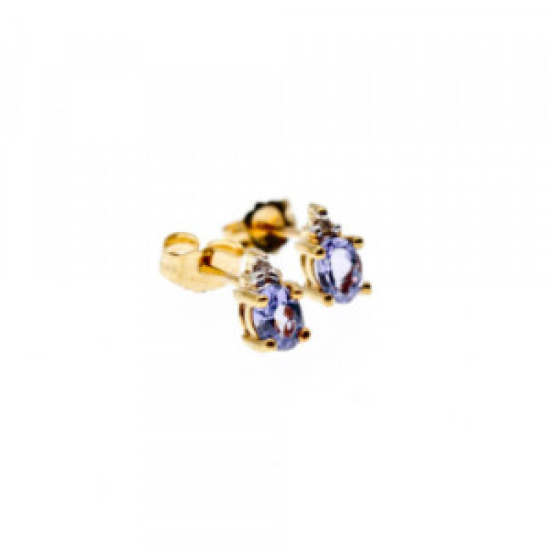 10K Yellow Gold Tanzanite & Diamonds Earrings