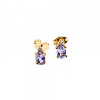 10K Yellow Gold Tanzanite & Diamonds Earrings