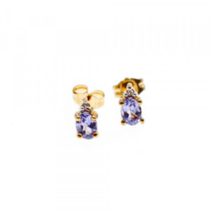 10K Yellow Gold Tanzanite & Diamonds Earrings