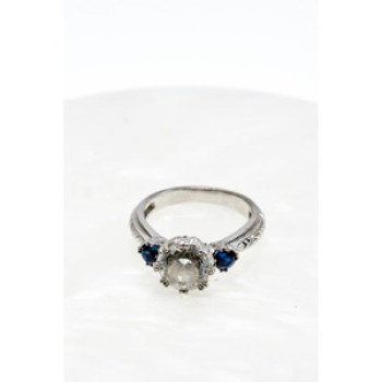 925 Sterling Silver Blue & White CZ Ring Size 6.5