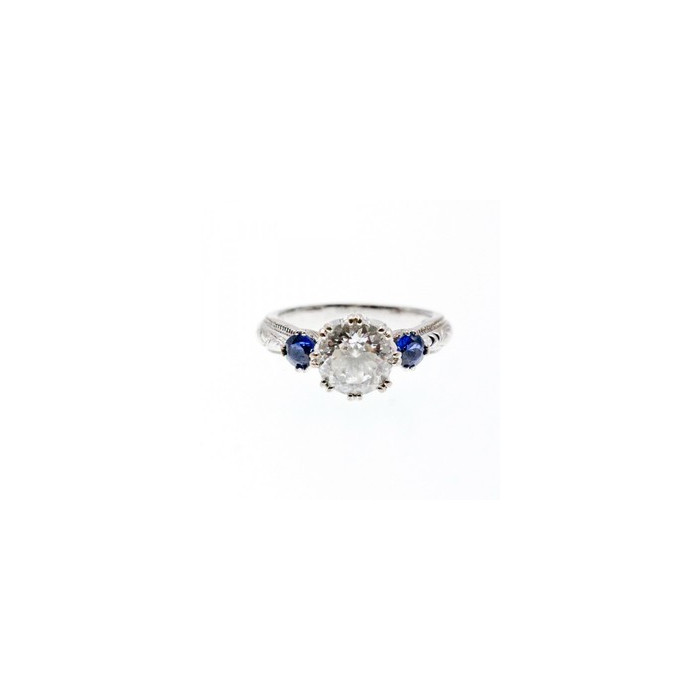 925 Sterling Silver Blue & White CZ Ring Size 6.5