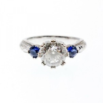 925 Sterling Silver Blue & White CZ Ring Size 6.5