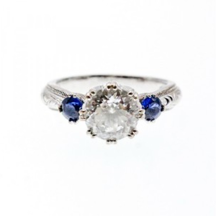 925 Sterling Silver Blue & White CZ Ring Size 6.5
