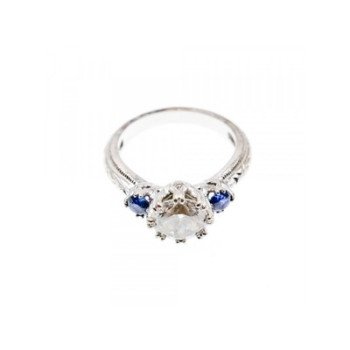 925 Sterling Silver Blue & White CZ Ring Size 6.5