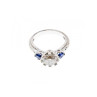 925 Sterling Silver Blue & White CZ Ring Size 6.5