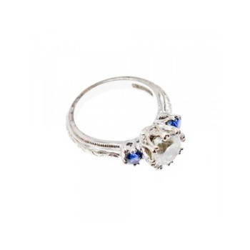 925 Sterling Silver Blue & White CZ Ring Size 6.5
