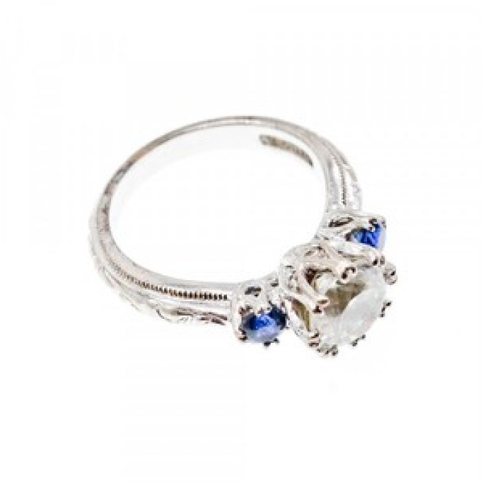 925 Sterling Silver Blue & White CZ Ring Size 6.5