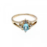 925 Sterling Silver Blue Spinel & CZ Ring Size 6.75