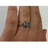 925 Sterling Silver Blue Spinel & CZ Ring Size 6.75