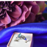 925 Sterling Silver Blue Topaz & Opal Ring Size 6.5