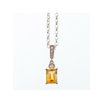 925 STERLING SILVER CITRINE & CZ CHAIN WITH PENDANT