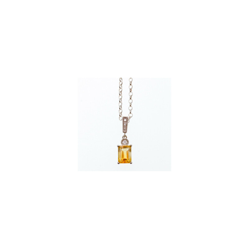 925 STERLING SILVER CITRINE & CZ CHAIN WITH PENDANT