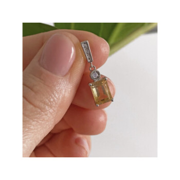 925 STERLING SILVER CITRINE & CZ CHAIN WITH PENDANT