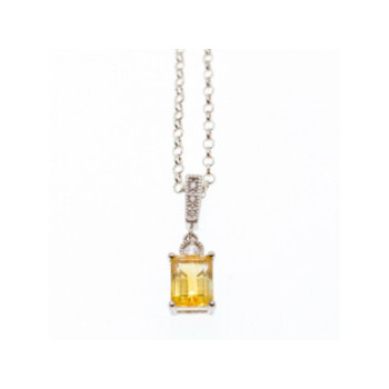 925 STERLING SILVER CITRINE & CZ CHAIN WITH PENDANT