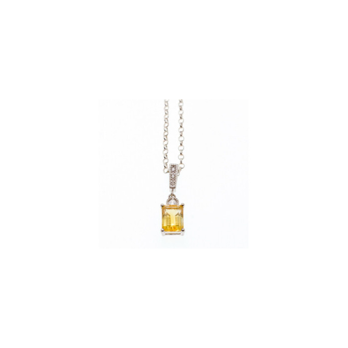 925 STERLING SILVER CITRINE & CZ CHAIN WITH PENDANT