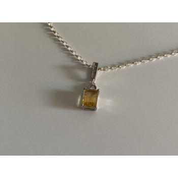 925 STERLING SILVER CITRINE & CZ CHAIN WITH PENDANT