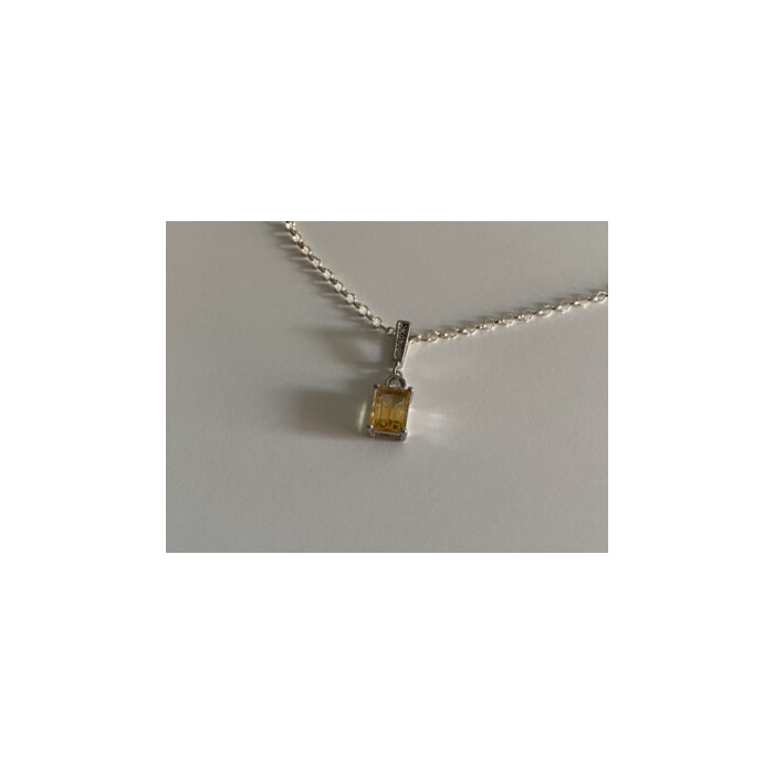 925 STERLING SILVER CITRINE & CZ CHAIN WITH PENDANT