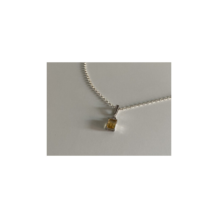 925 STERLING SILVER CITRINE & CZ CHAIN WITH PENDANT