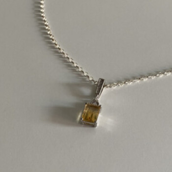 925 Sterling Silver Citrine & CZ Chain With Pendant