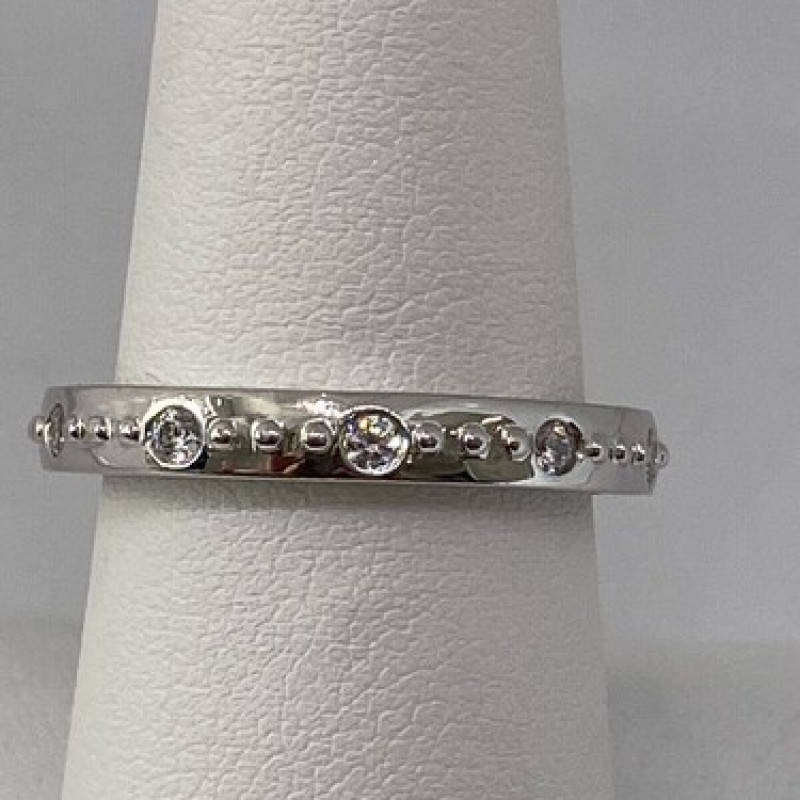 925 Sterling Silver CZ Band Ring Size 8