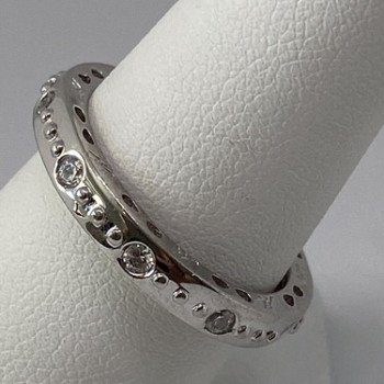 925 Sterling Silver CZ Band Ring Size 8