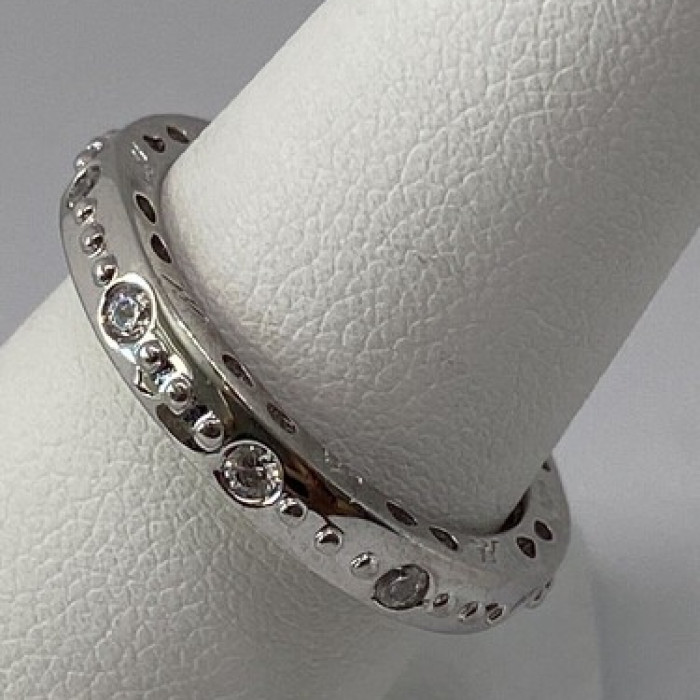 925 Sterling Silver CZ Band Ring Size 8