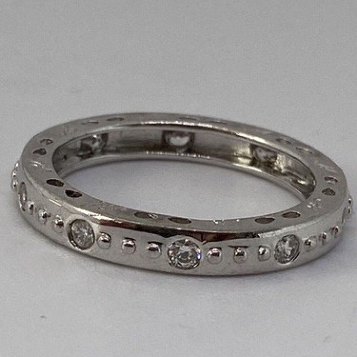 925 Sterling Silver CZ Band Ring Size 8