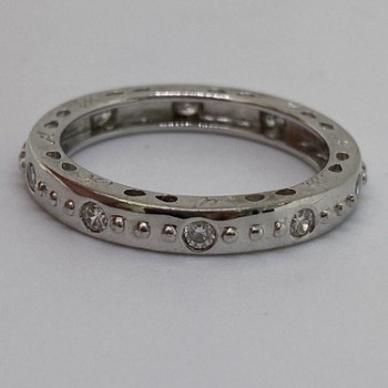925 Sterling Silver CZ Band Ring Size 8