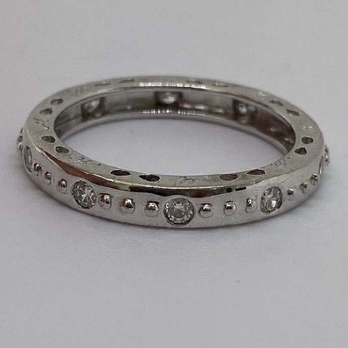 925 Sterling Silver CZ Band Ring Size 8