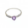 10K White Gold Amethyst & Diamonds Ring Size 8