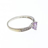10K White Gold Amethyst & Diamonds Ring Size 8