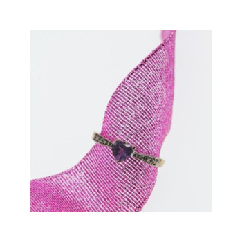 10K WHITE GOLD  AMETHYST & DIAMONDS RING SIZE 8