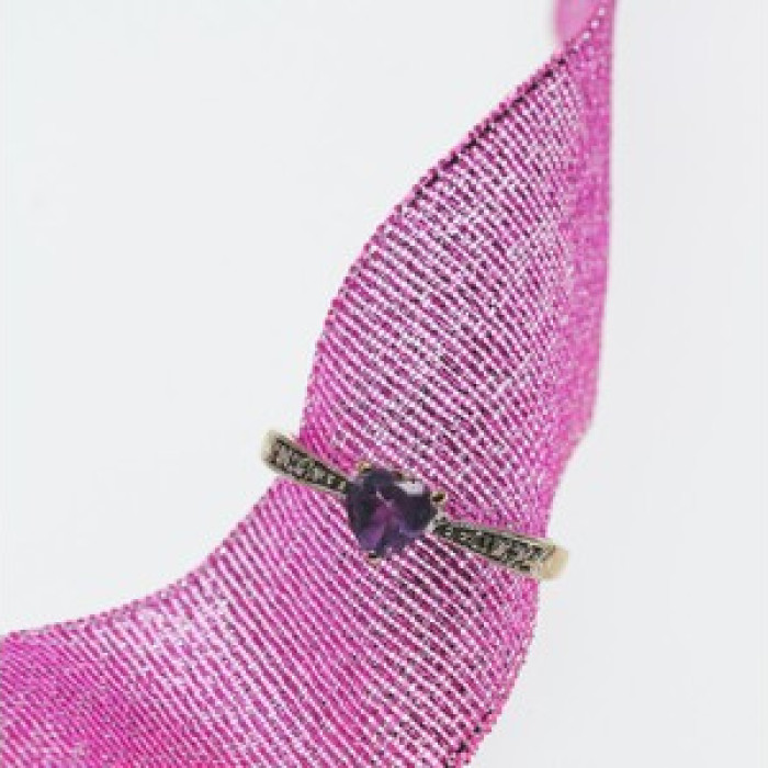 10K White Gold Amethyst & Diamonds Ring Size 8