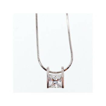 925 Sterling Silver CZ Chain With Pendant Italy