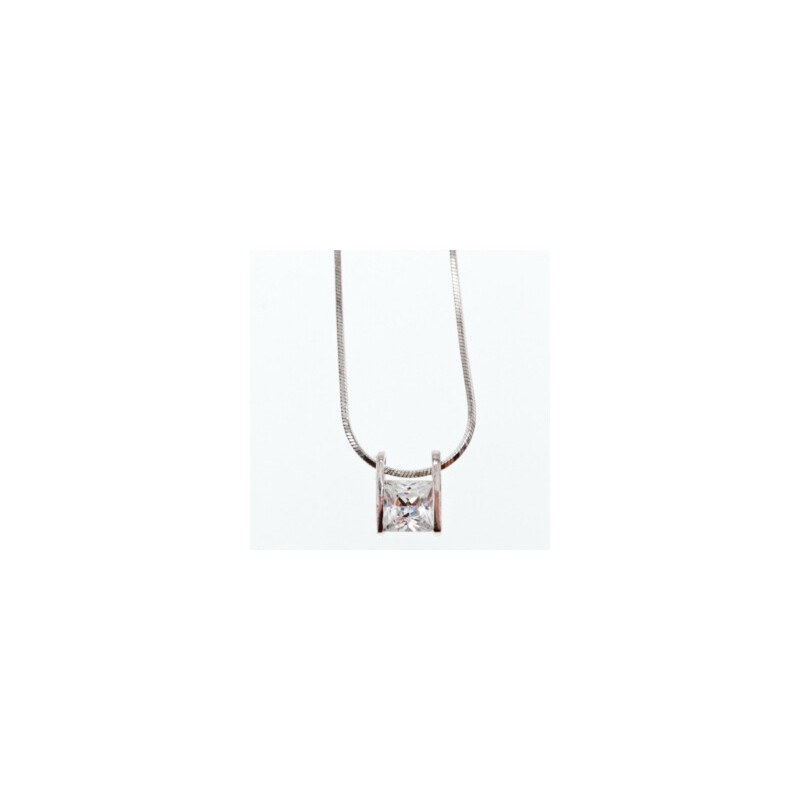 925 Sterling Silver CZ Chain With Pendant Italy