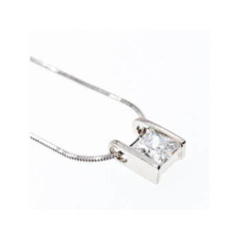 925 Sterling Silver CZ Chain With Pendant Italy